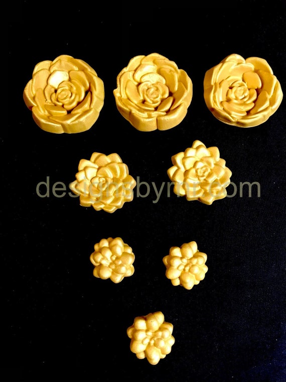 Edible Flowers Cake Decorations. Fondant Gold Flowers. -  Denmark