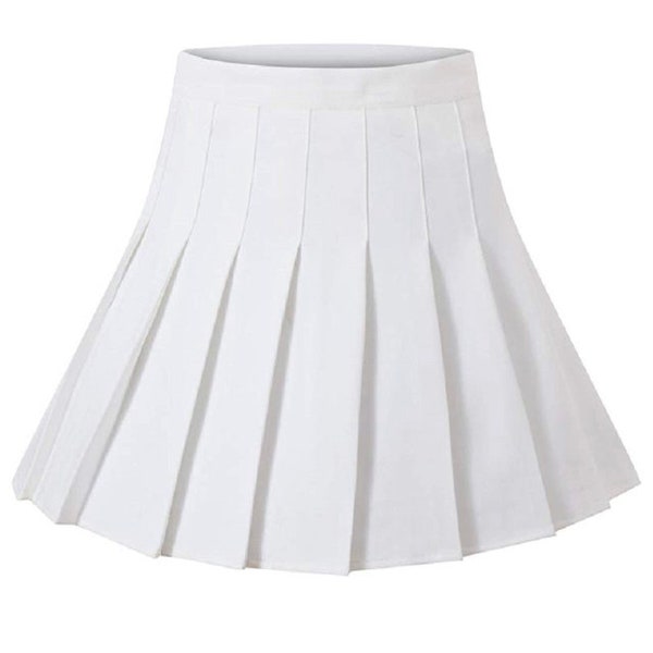 Trendy Pleated Skirt for Teen Girls & Women's High Waits Solid Color Skirts, Tennis School Skirt, School Uniform Skirt, Mini Skirt, A-Line