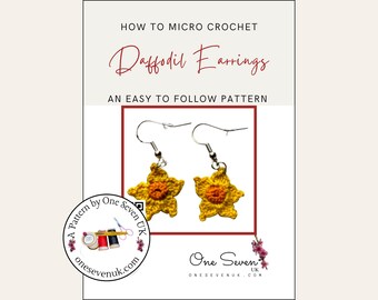Modèle de boucles d'oreilles jonquilles en micro crochet PDF | Boucles d'oreilles fleur 2 cm | Téléchargement instantané
