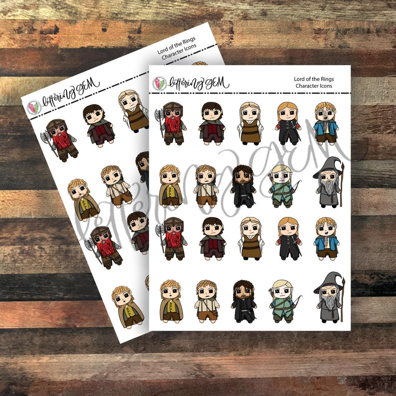 Character Stickers Lord of the Rings Planner Stickers Etsy
