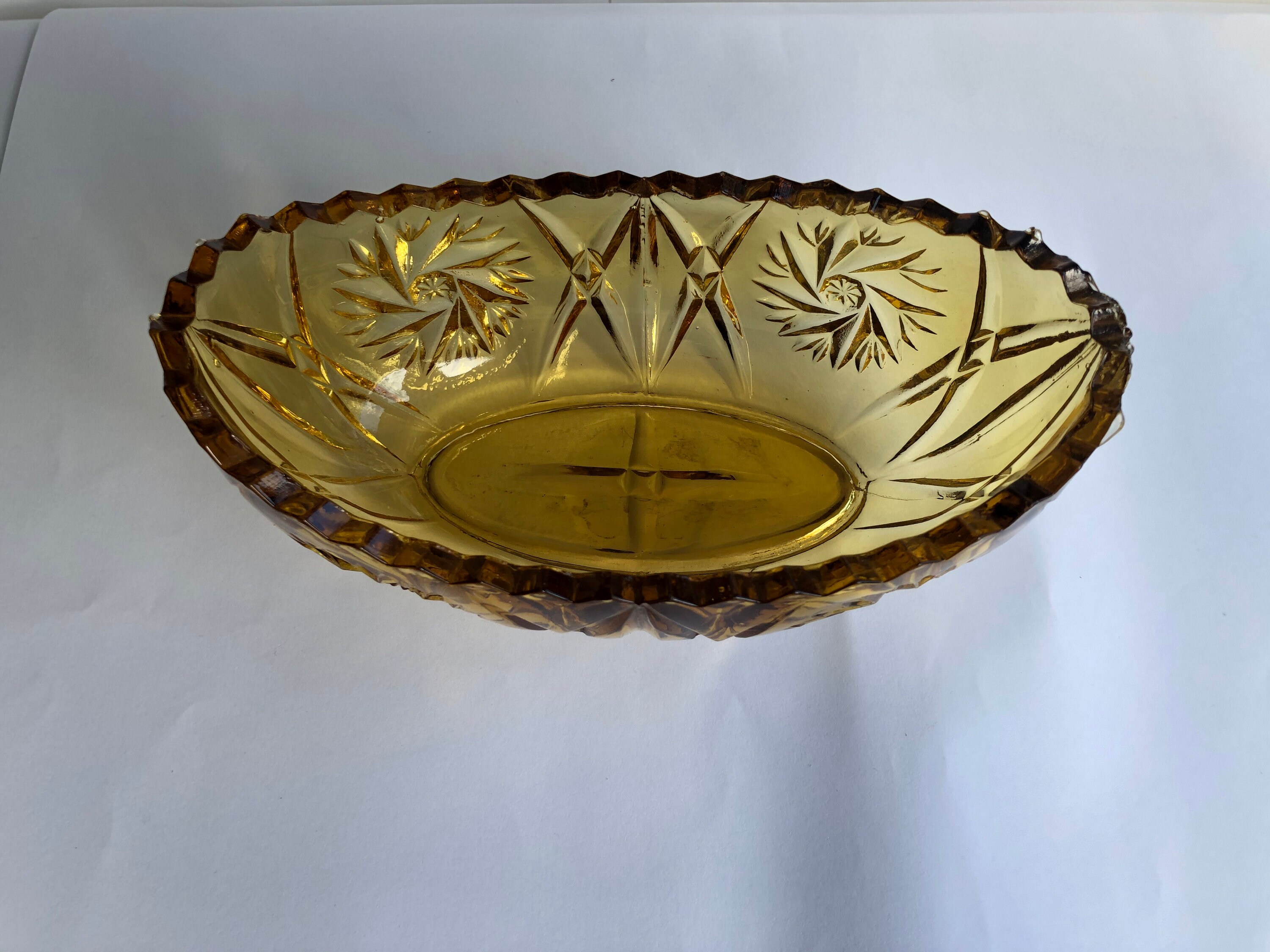 Vintage Amber Pressed Glass Oval Bowl/Trinket Dish Etsy