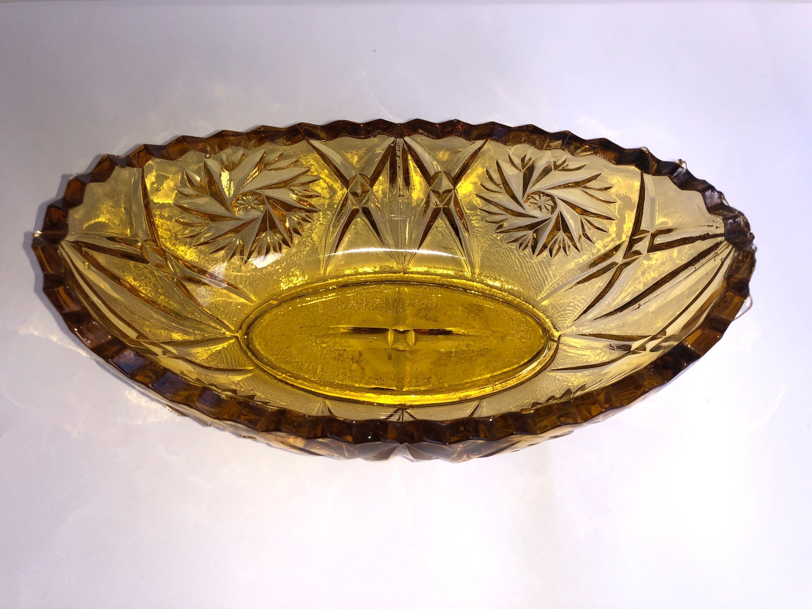Vintage Amber Pressed Glass Oval Bowl/Trinket Dish Etsy