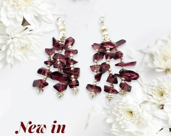 Wine Red Cascade Earrings Wine Red Cascade Earrings