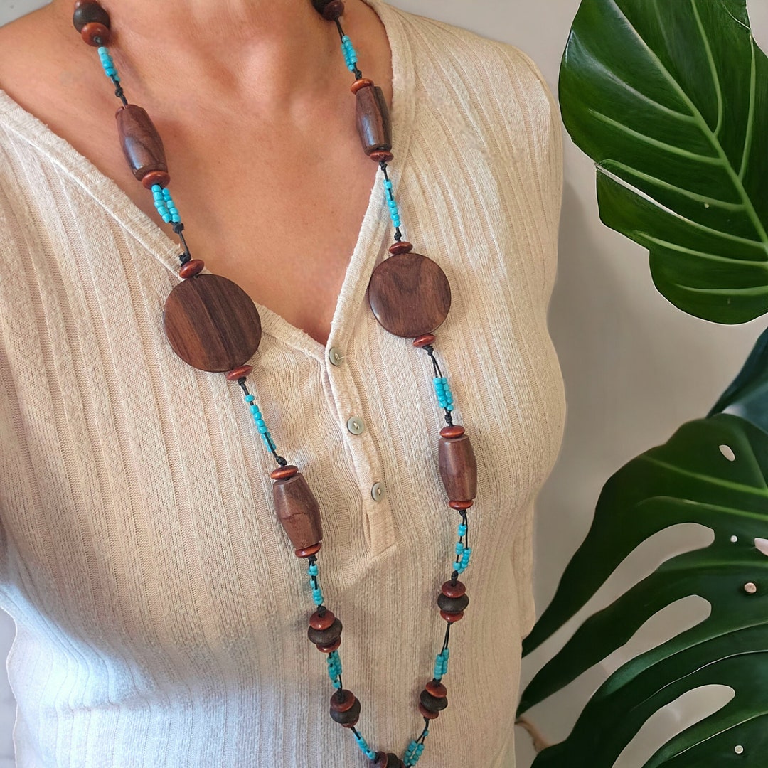 Cozumel Paparazzi Brown Wooden Necklace Paparazzi Cozumel Coast