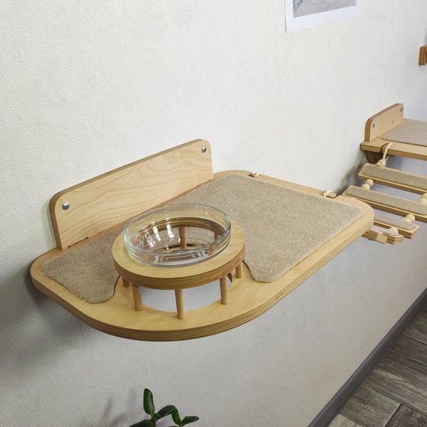 Shelf with a bowl for a cat / Wall furniture for a cat /  New from the Rshpets 2023 team