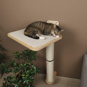 Modern Wall Mounted Cat Tower: Sisal Scratching Post & Shelves