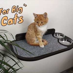 Cat shelves, Cat bowl, Cat furniture, Cat feeder, Pet feeder, Bowl stand, Feeding stand, Pet plates, Cat wall furniture, Cat plate Dark shelf