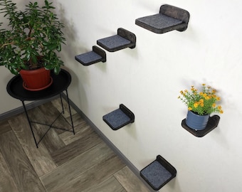 Set of wall steps shelves | Wooden shelves 5pcs in a set