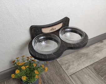 Cat bowl, Pet bowl, Cat food bowl, Cat plate stand, Personalized cat bowl stand, Raised cat feeder, Feeding stand, Cat feeding, Dog feeder