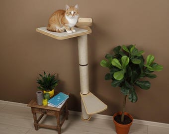 Modular Cat Wall Scratcher: Sisal Post with Shelves