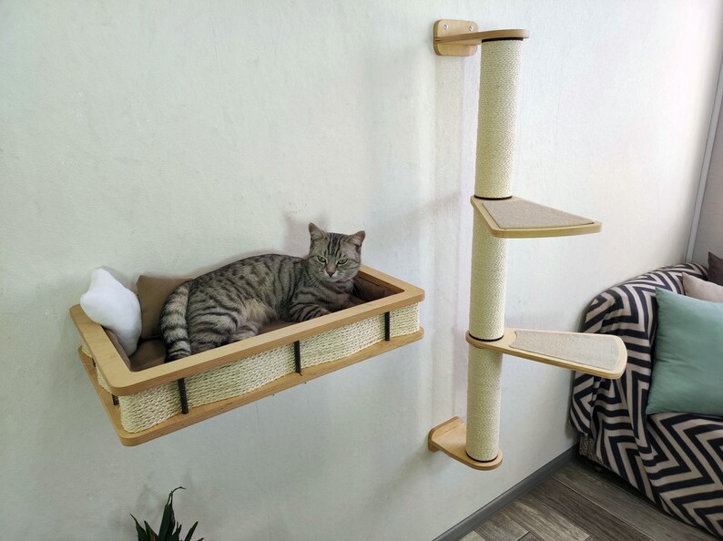 Arbre à chat et lit pour chat Ensemble de meubles pour un chat design 2022 de RshPets Light color