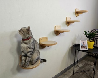 Cat furniture Cat shelf Step round | Set of covered shelves steps for a cat 5 pieces