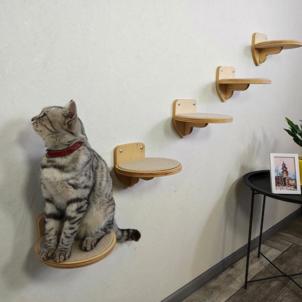 Cat furniture Cat shelf Step round | Set of covered shelves steps for a cat 5 pieces