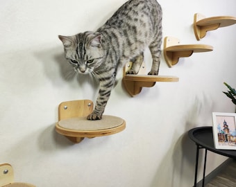 Escaleras para gatos de pared: Estante redondo de madera para gatos