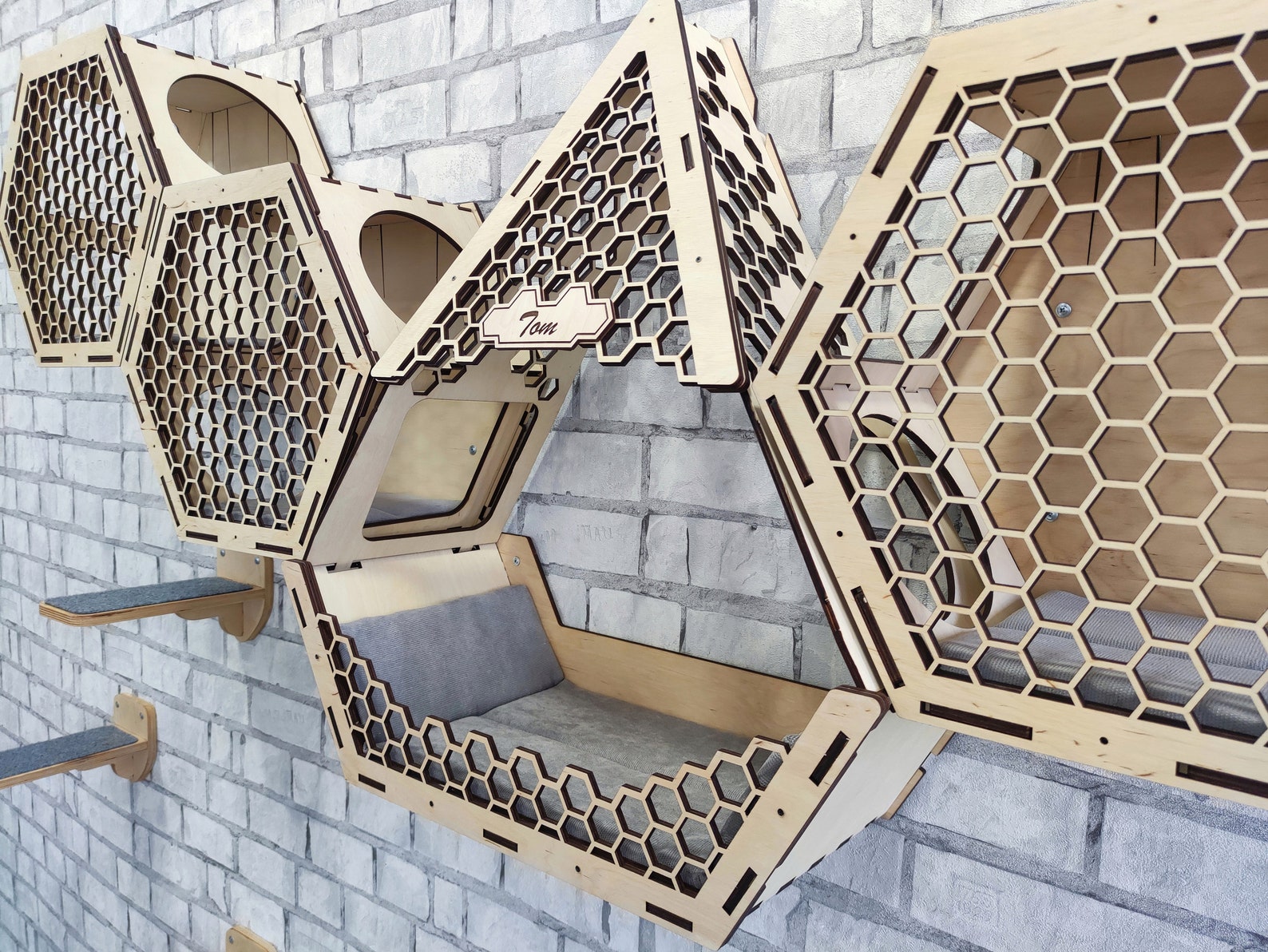 Cat shelves Hexagon cat shelf Cat wall furniture Cat tree Etsy