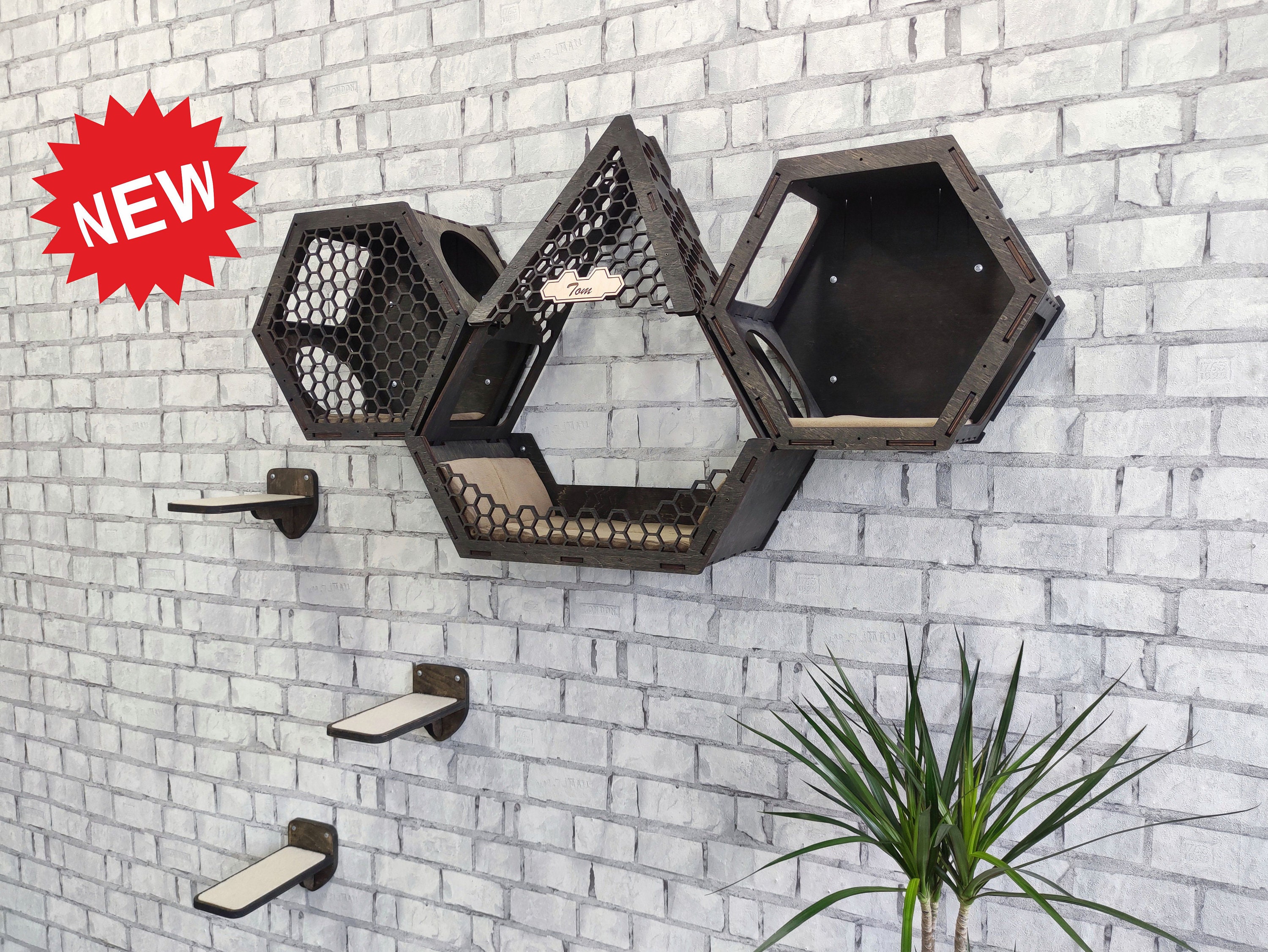 Hexagon shelves for cats Cat shelves Cat wall furniture Cat Etsy
