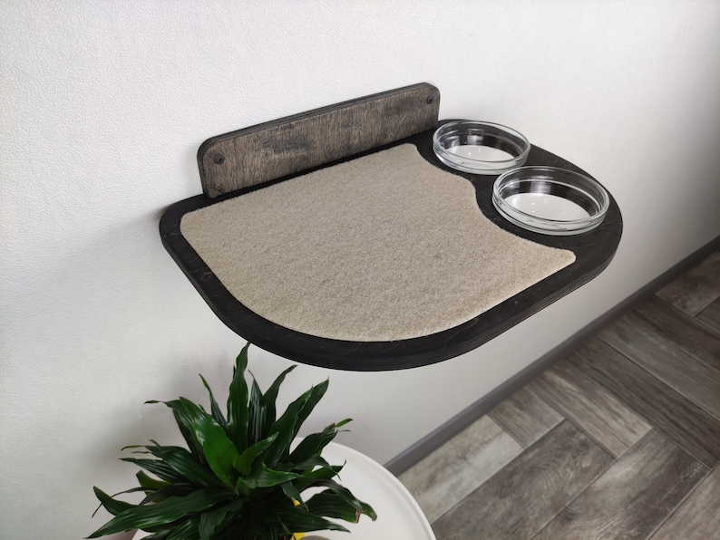 Cat feeder shelf, Cat shelf, Feeding shelf, Cat wall shelves, Cat feeding shelf, Cat furniture, Cat wall furniture, Cat bowls, Pet bowls Dark shelf