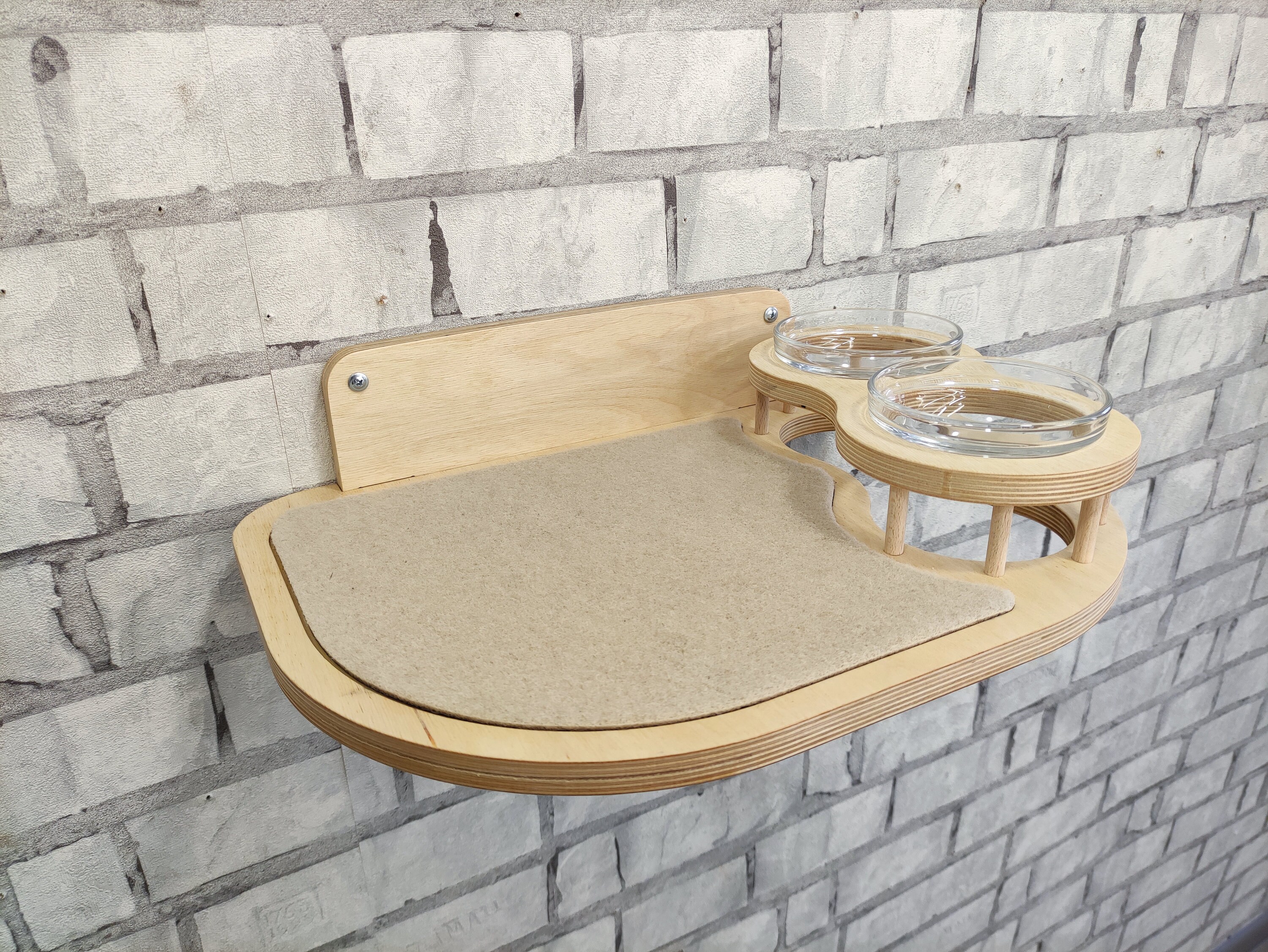 Wallmounted cat feeder with 2 bowls Stainless steel bowls Etsy