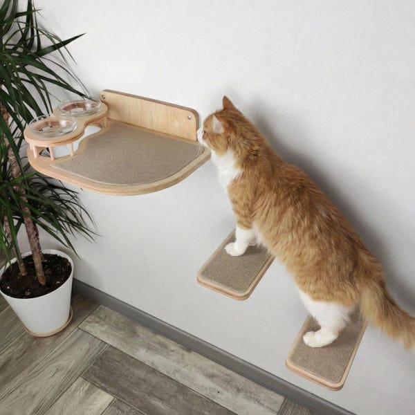 Cat furniture, Cat perch, Cat ladder, Cat shelves, Cat plate stand, Cat food bowl, Pet bowl, Modern dog bowl, Cat accessories, Pet supplies