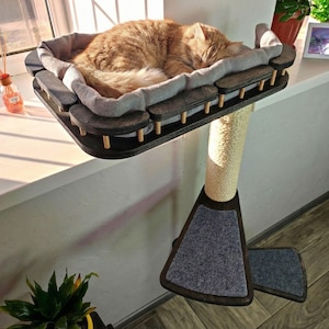 Cat furniture, Cat climbing wall, Cat wall shelves / Shelf location on the RIGHT side of the window