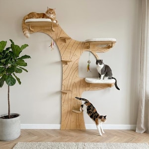 Handcrafted Cat Wall Tree – Eco Plywood Shelf & Bed, Modern Climbing Furniture by RshPets