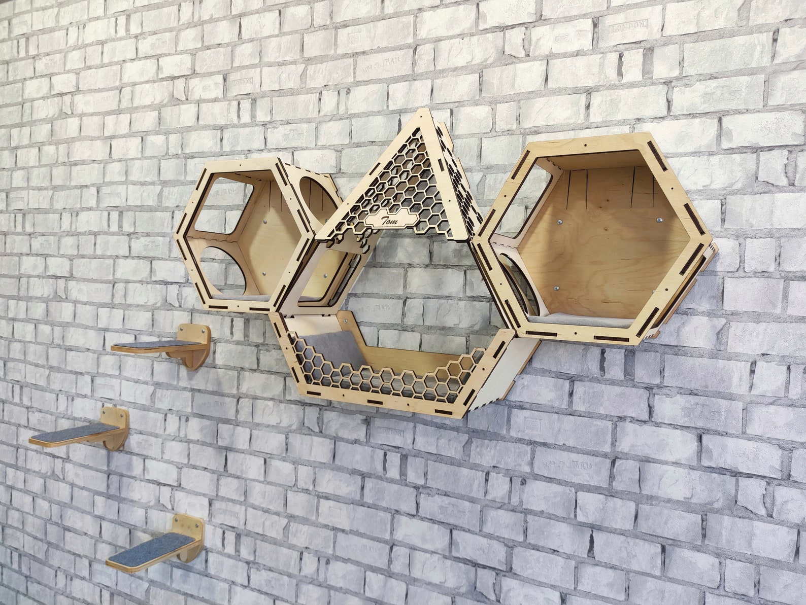 Hexagon shelves for cats Cat shelves Cat wall furniture Cat Etsy