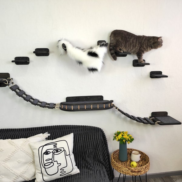 Modern Cat Furniture / Cat Bed / Cat Bridge / Cat Steps / Cat Hammock -//- New set from the RshPets team