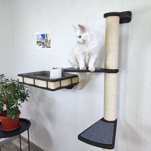 Arbre à chat et lit pour chat Ensemble de meubles pour un chat design 2022 de RshPets Dark color