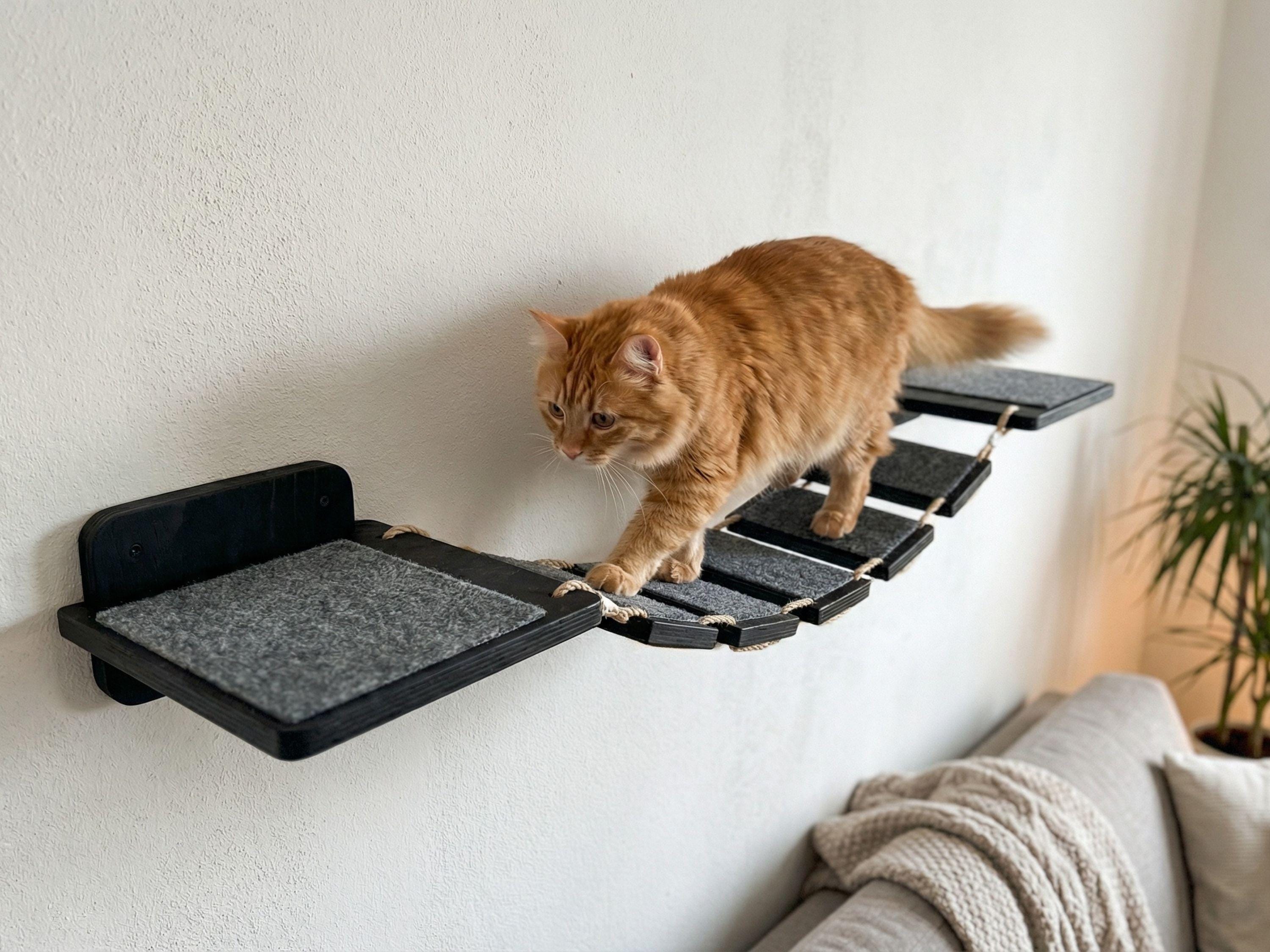 Wooden Cat Bridge Floating Wall Ladder, Shelves