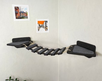 Cat wall furniture - corner bridge / Shelves, steps, cat trees