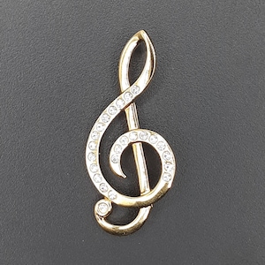Napier Treble Clef Pin Music Note Rhinestone Brooch