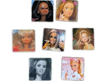 Barb Meme Badge Reels - Lustiges Gesicht Puppe Abzeichen Reel