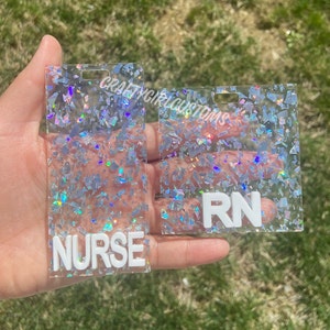 Glitter Badge Buddy - Horizontal or Vertical - Custom Marker Parker - Any Title - RN - CNA - NURSE - Any Title!