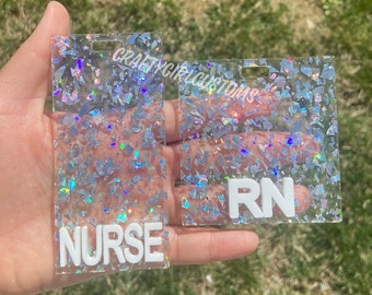 Glitter Badge Buddy - Horizontal ou Vertical - Marcador Personalizado Parker - Qualquer Título - Enfermeiro(a) - Auxiliar de Enfermagem - Enfermeiro(a) - Qualquer Título!