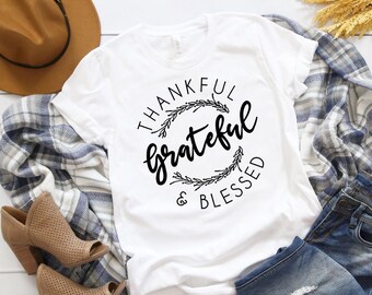 Thankful Grateful & Blessed PNG File, Digital File