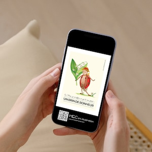 Carte 1er Mai, Brin de Muguet, Bonheur, Printemps. Carte numérique à télécharger