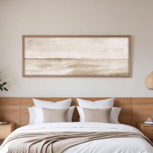 Neutral Abstract Bedroom Wall Art: Long Horizontal Print (Digital Download