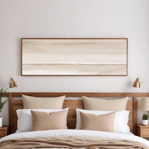 Impression d'art murale horizontale abstraite neutre : décoration de chambre longue et étroite (téléchargement numérique)