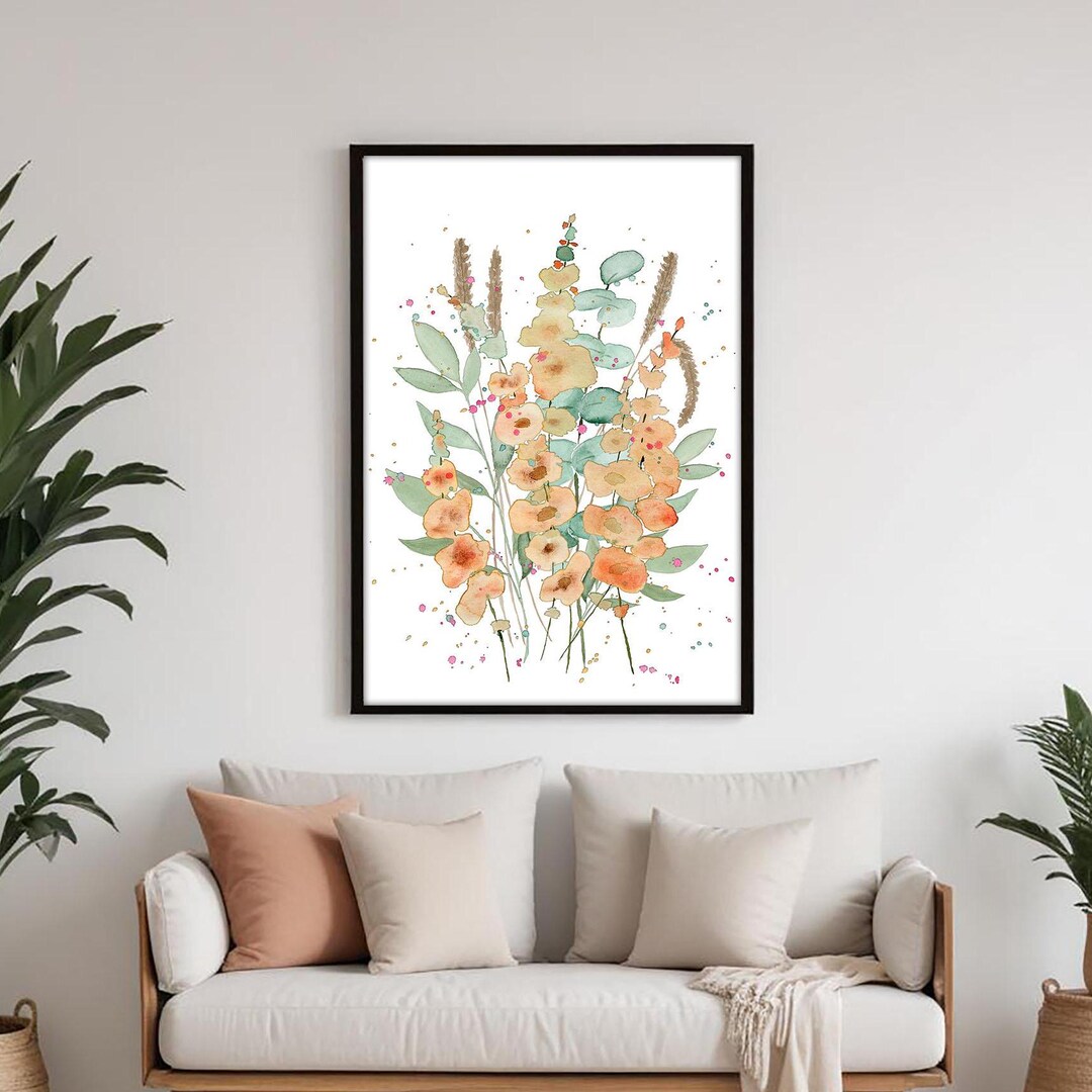 Wildflower Bouquet Watercolor Print: Botanical Floral Wall Art (digital ...