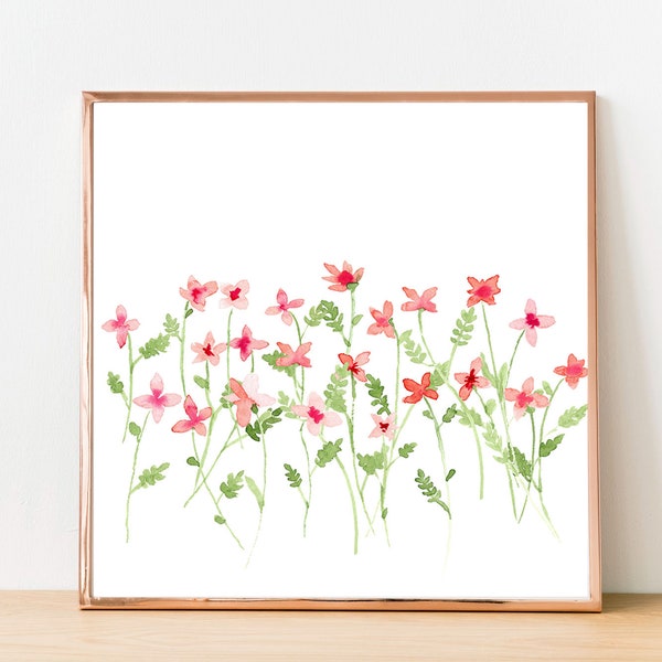 Pink wildflower print botanical prints download digital art floral wall art pink flowers watercolor downloadable art botanical poster print