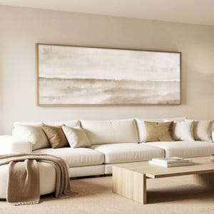 Above Couch Wall Art, Neutral Living Room Decor, Large Horizontal Abstract Painting, Modern Minimalist Wall Art, Sofa Earth Tone Art
