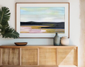 Abstract Landscape Watercolor Print, Horizontal Wall Art, Neutral Modern Decor, Printable Wall Art, Digital Download