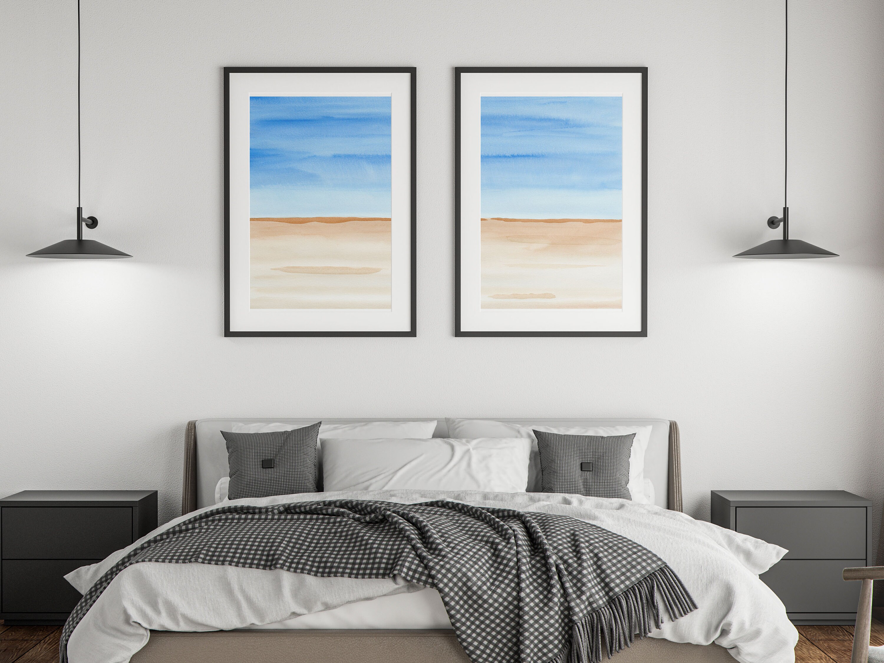 Calming wall art minimalist desert print above bed decor Etsy