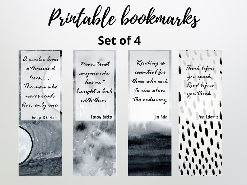 Jim Rohn Bookmarks Watercolor Bookmarks: Black and White Quote Art (PDF) - Etsy