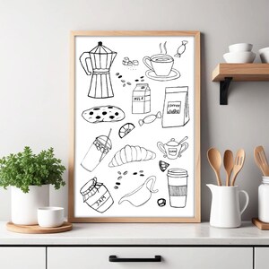 Kitchen Decor Wall Art Poster Coffee Bar Print Black And White Printable Wall Art Cafe Wall Decor Foodie Housewarming Gift DIGITAL DOWNLOAD