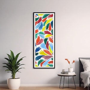 Narrow Watercolor Landscape Print: Vertical Abstract Tropical Wall Art (Digital Download