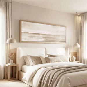 Quadro astratto neutro per camera da letto: stampa orizzontale lunga (download digitale)