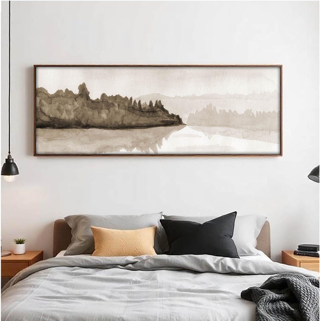 Above Bed Art Neutral Wall Art Print Long Narrow Horizontal Bedroom ...