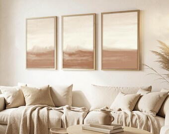 Neutral Watercolor Landscape Print Set: Minimalist Abstract Wall Art (Digital Download)