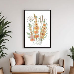 Wildflower wall art print flower wall art floral print download digital printable wall art watercolor botanical wall art downloadable print